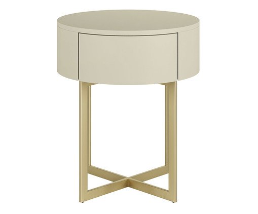 Mesa de Cabeceira Redonda Pecci Frapê e Dourado, Cru | WestwingNow