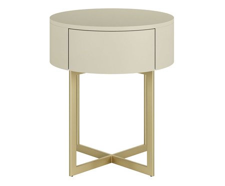 Mesa de Cabeceira Redonda Pecci Frapê e Dourado | Westwing