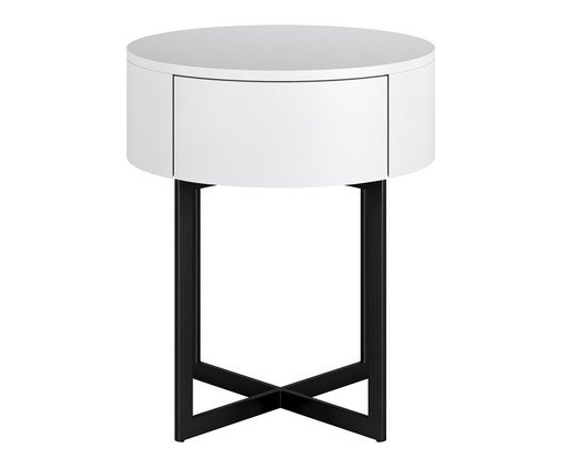 Mesa de Cabeceira Redonda Pecci Branco e Preto, Branco | WestwingNow