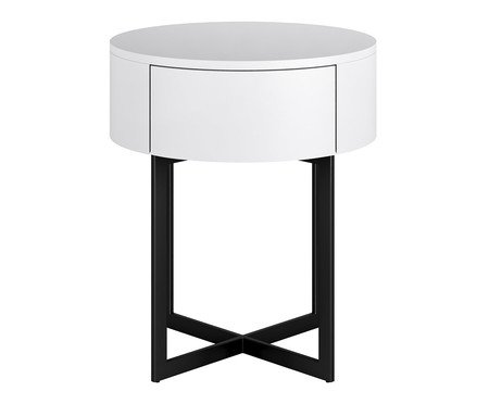 Mesa de Cabeceira Redonda Pecci Branco e Preto | Westwing