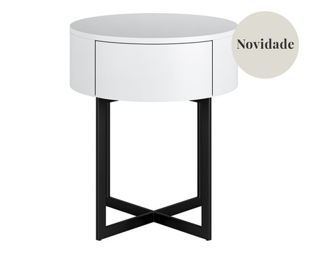 Mesa de Cabeceira Redonda Pecci Branco e Preto | Westwing