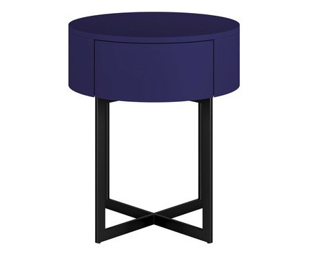 Mesa de Cabeceira Redonda Pecci Azul e Preto | Westwing