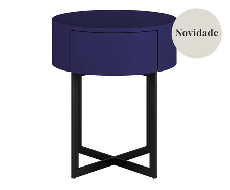 Mesa de Cabeceira Redonda Pecci Azul e Preto