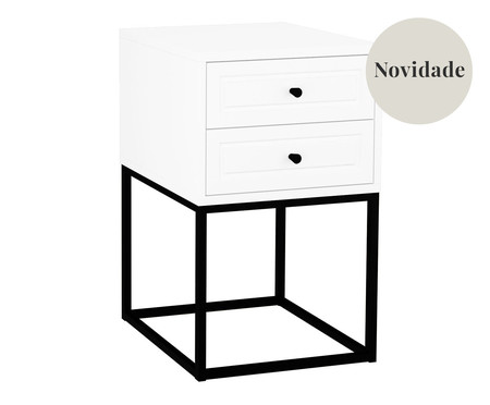 Mesa de Cabeceira Bonn Branco e Preto