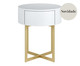 Mesa de Cabeceira Redonda Pecci Branco e Dourado, Branco | WestwingNow