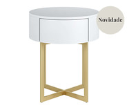 Mesa de Cabeceira Redonda Pecci Branco e Dourado | WestwingNow