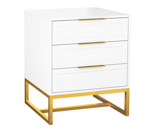 Mesa de Cabeceira Asine Branco e Dourado, Branco | WestwingNow
