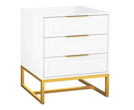Mesa de Cabeceira Asine Branco e Dourado | Westwing