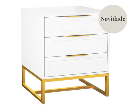 Mesa de Cabeceira Asine Branco e Dourado | Westwing