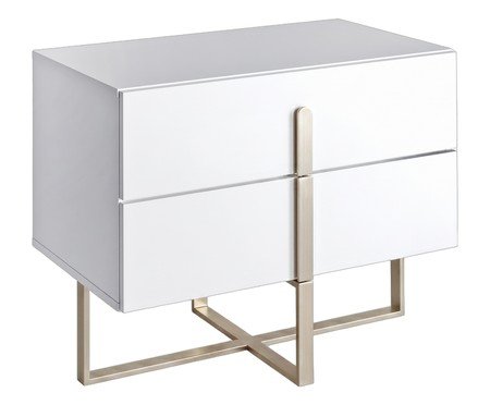 Mesa de Cabeceira Auri Branco e Champanhe | Westwing