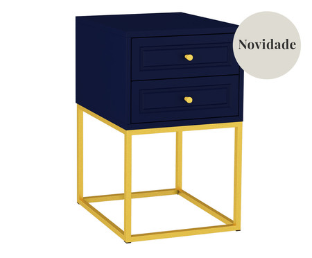 Mesa de Cabeceira Bonn Azul e Dourado | Westwing