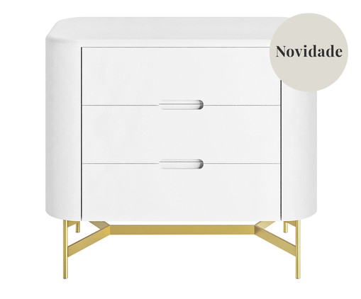 Mesa de Cabeceira Greyz Branco e Dourado, Branco | WestwingNow