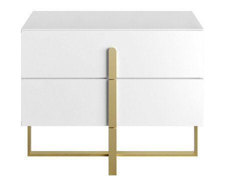 Mesa de Cabeceira Auri Branco e Dourado | Westwing