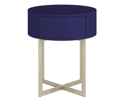 Mesa de Cabeceira Redonda Pecci Azul e Champanhe, Azul | WestwingNow
