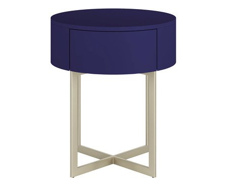 Mesa de Cabeceira Redonda Pecci Azul e Champanhe | Westwing