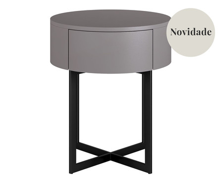 Mesa de Cabeceira Redonda Pecci Cinza e Preto | Westwing