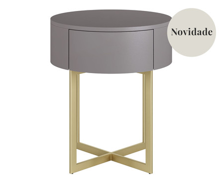 Mesa de Cabeceira Redonda Pecci Cinza e Dourado | Westwing