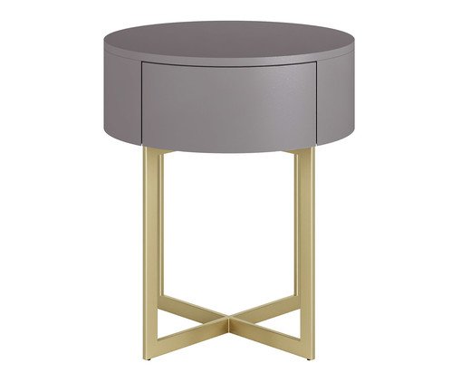 Mesa de Cabeceira Redonda Pecci Cinza e Dourado, Cinza | WestwingNow