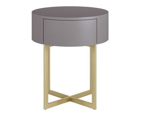Mesa de Cabeceira Redonda Pecci Cinza e Dourado | Westwing