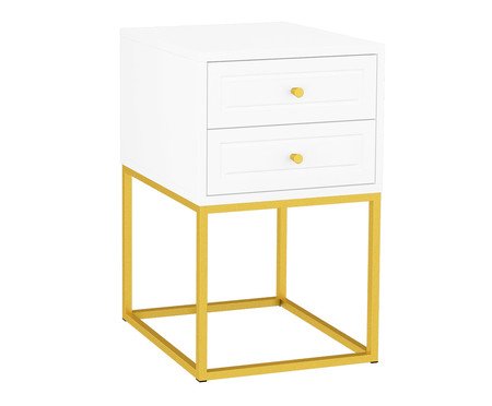 Mesa de Cabeceira Bonn Branco e Dourado | Westwing