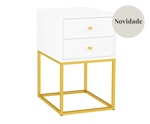 Mesa de Cabeceira Bonn Branco e Dourado, Branco | WestwingNow