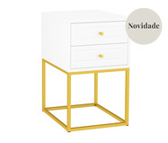 Mesa de Cabeceira Bonn Branco e Dourado | WestwingNow