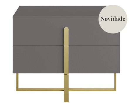 Mesa de Cabeceira Auri Cinza e Dourado