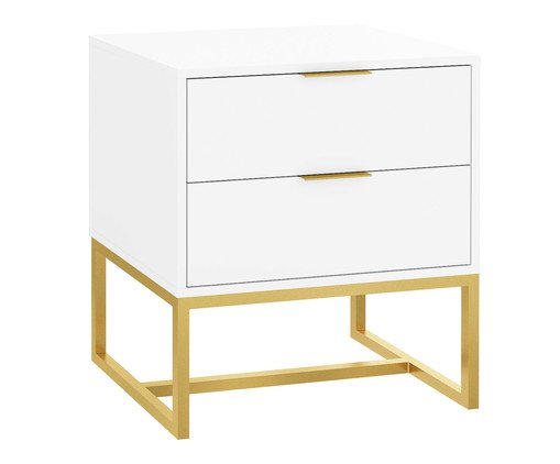 Mesa de Cabeceira Itzzon Branco e Dourado, Branco | WestwingNow