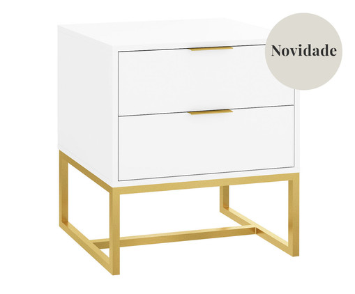 Mesa de Cabeceira Itzzon Branco e Dourado, Branco | WestwingNow