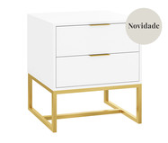 Mesa de Cabeceira Itzzon Branco e Dourado | WestwingNow