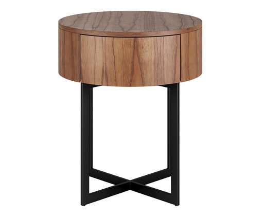 Mesa de Cabeceira Redonda Pecci Castanho e Preto, Marrom | WestwingNow