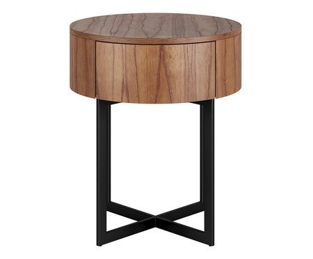 Mesa de Cabeceira Redonda Pecci Castanho e Preto | Westwing