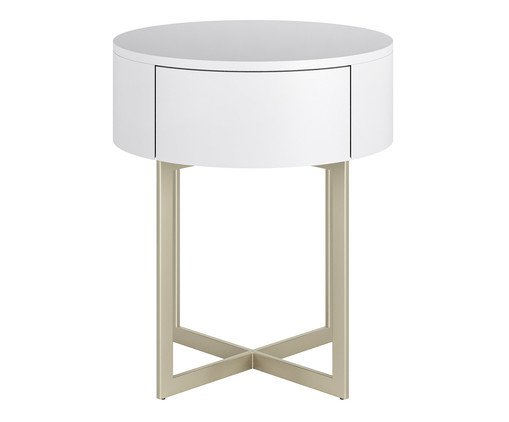 Mesa de Cabeceira Redonda Pecci Branco e Champanhe, Branco | WestwingNow
