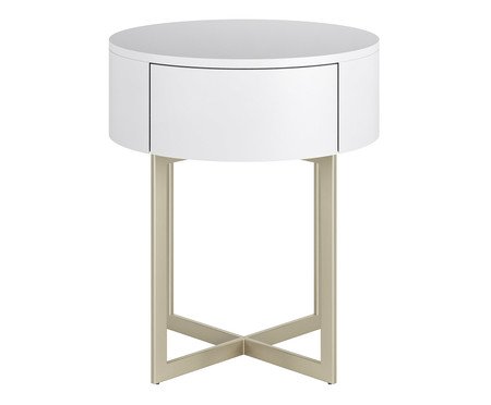 Mesa de Cabeceira Redonda Pecci Branco e Champanhe | Westwing