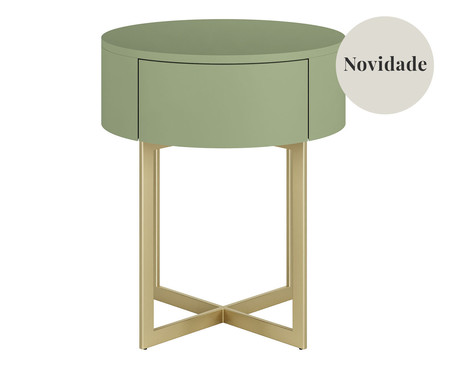 Mesa de Cabeceira Redonda Pecci Verde Caruá e Dourado | Westwing