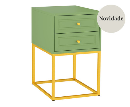 Mesa de Cabeceira Bonn Verde Caruá e Dourado