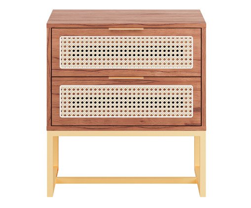 Mesa de Cabeceira Alzey Castanho e Dourado, Marrom | WestwingNow