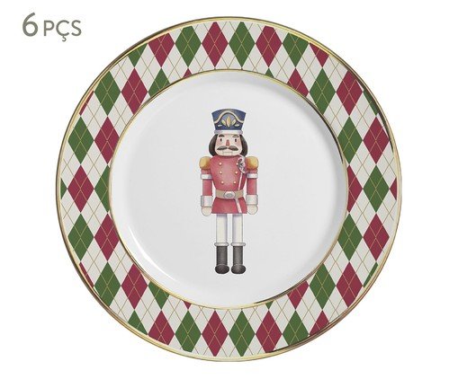 Jogo de Pratos para Sobremesa Soldadinhos com Filete Dourado, Colorido | WestwingNow