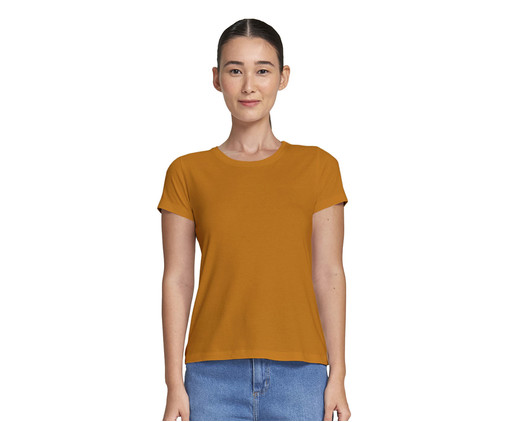 Blusa Feminina Básica Manga Curta Amarelo Escuro, Amarelo | WestwingNow