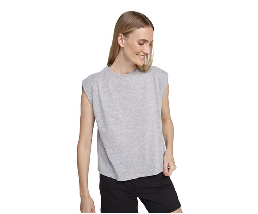 Blusa Feminina Regata Cinza Mescla, Cinza | WestwingNow