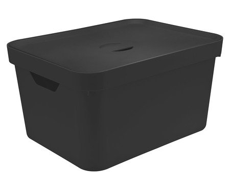 Caixa Organizadora Cube com Tampa Preto - 46X24,5X36cm