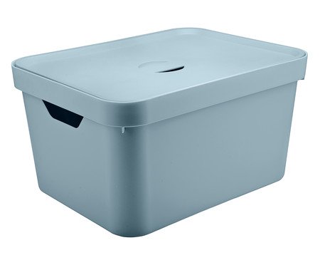 Caixa Organizadora com Tampa Cube Azul - 46X24,5X36cm