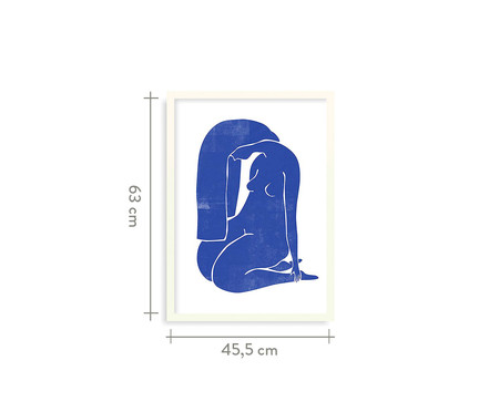 Quadro Woodblock Girl Blue Branco - 45,5x63cm | WestwingNow