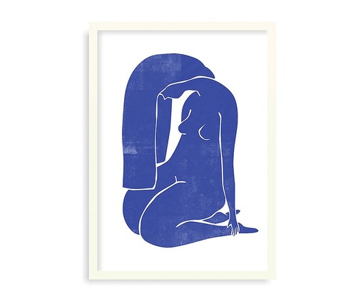 Quadro Woodblock Girl Blue Branco - 45,5x63cm, Azul,Branco | WestwingNow