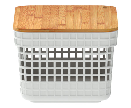 Cesto com Tampa em Bambu Grid II Branco | WestwingNow