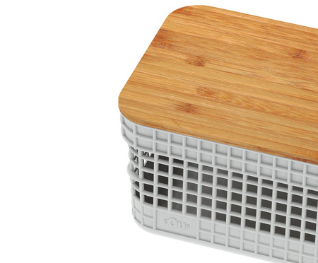 Cesto com Tampa em Bambu Grid II Branco | WestwingNow