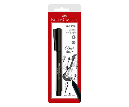 Caneta Ponta Fina Faber-Castell Fine Pen - Preta