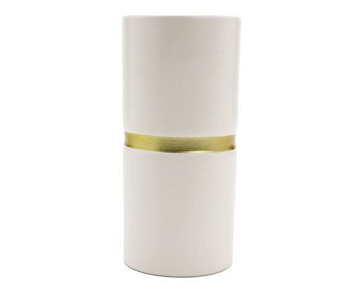 Vaso de Cerâmica Filete Branco e Dourado, Off White | WestwingNow
