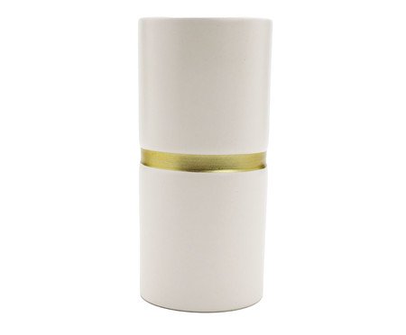 Vaso de Cerâmica Filete Branco e Dourado | Westwing