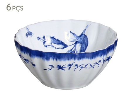 Jogo de Bowls em Cerâmica Demoiselle - Branco e Azul